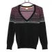  Puma свитер чёрный × розовый верхняя часть тысяч птица ..V шея шерсть . вязаный женский S Golf одежда PUMA