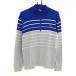  Puma с высоким воротником свитер голубой × серый верхняя часть окантовка половина Zip хлопок 100% вязаный мужской M Golf одежда PUMA