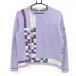  Lanvin sport свитер light purple × белый передний часть квадратное рисунок задний окантовка женский 40(L) Golf одежда LANVIN SPORT