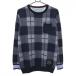  Tommy Hilfiger Golf свитер серый × темно-синий проверка шерсть . подкладка есть вязаный мужской L Golf одежда Tommy Hilfiger Golf