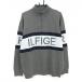  Tommy Hilfiger свитер серый × белый половина Zip вязаный большой Logo мужской XL Golf одежда Tommy Hilfiger Golf
