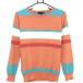 [ прекрасный товар ]23 район спорт свитер orange × голубой зеленый × белый часть окантовка вязаный шерсть . тонкий женский II(L) Golf одежда 23 район 