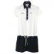 [ очень красивый товар ] Adidas короткий рукав Polo One-piece белый × темно-синий земля узор талия регулировка шнур женский S/P Golf одежда adidas