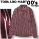 00s archive сделано в Японии Tornado Mart TORNADO MART длинный рукав накладывающийся рукав накладывающийся воротник . воротник открытый цвет рубашка раунд .mM полоса рисунок бордо Y2K мужской 