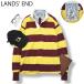 USA производства Ran z end LANDS' END Rugger рубашка футболка L окантовка рисунок wine red красный x желтый желтый цвет мужской футбол спорт Mix 