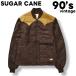 90s Vintage Sugar Cane California SUGAR CANE CALIFORNIA кожа yoke стеганная куртка с хлопком переключатель M соответствует Brown мужской 