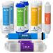 Express Water FLTSETALK105Q 1 Year Alkaline Reverse Osmosis System Replacement Set - 10 Filters with 50 GPD RO Membrane Count (Pack of 1), Blue, Green