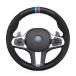 MEWANT Hand Stitch Black Genuine Leather and Synthetic Suede Car Steering Wheel Cover for BMW 5 Series G30 G31 6 Series GT G32 7 Series G11 G12 X3 G01