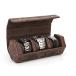 Genuine Leather Hexagon Watch Roll Travel Case, Hiram Leather 3-Watches Roll Case for Treasured Watches and Bracelets