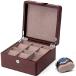 Watch Box Organize for Men, 6 Slots Watch Case with Textured Leather, Watch Holder with Soft Pillow, Gift for Fathers, Husband, Friend, Brown