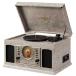 Crosley CR7011A-GY McQueen Entertainment Center with Bluetooth, AM/FM Radio, CD Player, Cassette Deck, and Aux-in, Gray