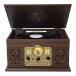 VICTOR State 7-in-1 Turntable Music Center with 3-Speed Record Player, CD/MP3/Cassette Player, FM Radio, Dual Bluetooth in & Out, and Built-in Stereo