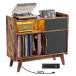 HAIOOU record player stand vinyl record storage cabinet power supply outlet attaching Mid-century Turn table stand wooden with legs living ru