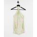  ǥ ԡ ȥåץ ASOS DESIGN knot halter mini dress with split in 70s floral print