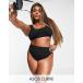 eisos lady's bottoms only swimsuit ASOS DESIGN Curve mix and match crinkle high leg high waist bikini bottom in black