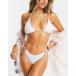 eisos lady's bottoms only swimsuit ASOS DESIGN mix and match tie side bikini bottom in white