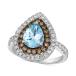   ǥ  ꡼ Sea Blue Aquamarine (1 ct. t.w.) & Diamond (7/8 ct. t.w.) Teardrop Halo Ring in 14k White Gold