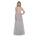 ̵Clothfun V-Neck Lace Mother of The Bride Dresses for Formal Dress Tulle Long Evening Gowns with Pockets Silver 16¹͢