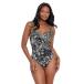 ̵Miraclesuit Women's Swimwear Zahara Sanibel Tummy Control Underwire Bra One Piece Swimsuit, Black/Multi, 16¹͢