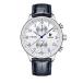 SUZAKU Men's Quartz Watches Chronograph Stainless Steel Waterproof Leather Strap Casual Wrist Watches for Men (White)