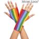 MusicLegs( музыка legs ) Rainbow палец отсутствует перчатка ML443 многоцветный . рука гетры для рук перчатки палец нет танцевальный костюм красочный гетры для рук 