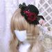  Gothic and Lolita маленький шляпа Mini шляпа . шапочка девочка Лолита украшение для волос аксессуары для волос роза rose гонки оборка жемчуг лента тьма серия . цветок 
