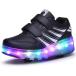  обувь ролик skate одиночный колесо LED водонепроницаемый Night свет батарея привод убирающийся взрослый / детский спорт обувь 