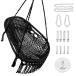 Patio Watcher Hammock Chair Hanging Macrame Swing with Hardware Kits, Max 332 Lbs, Handmade Knitted Mesh Rope Swing Chair for Indoor, Outdoor, Bedroom