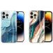 GVIEWIN Bundle - Compatible with iPhone 14 Pro Max Marble Case (Drift Sand/Brown) + iPhone 14 Pro Max Marble Case (Navy Blue) (2 Items Bundle)