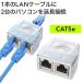 LANケーブル 延長 コネクタ 2分岐 アダプタ 中継 二股 切り替え 切替 RJ45 CAT5e STP カテ5e カテゴリ5e 配線 ランケーブル 500-LAN2EX5-2