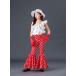  девочка танцевальный костюм Pantah long Dance брюки полька-дот точка рисунок flare pants bare top tops ребенок retro постановка одежда шоу stage костюм белый красный 