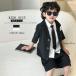 ребенок костюм мужчина весна лето повседневный костюм белый чёрный Kids костюм смокинг "Семь, пять, три" 4 позиций комплект [ жакет & брюки & рубашка & галстук ] ребенок одежда ребенок костюм короткий рукав 