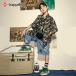  камуфляж рубашка короткий рукав принт Denim короткий хлеб знак . рисунок широкий брюки Kids танцевальный костюм выставить шт .. hip-hop девочка мужчина чёрный майка черный .