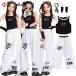  Cheer девушка отвечающий .. майка лето Kids танцевальный костюм выставить чёрный белый широкий брюки dabo хлеб плечо суп tops .... casual ребенок Street Dance 