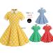  ребенок полька-дот рисунок платье retro One-piece девочка короткий рукав One-piece 4 цвет .. воротник Kids полька-дот рисунок большой кромка One-piece mi утечка длина One-piece Франция способ платье большой кромка retro 