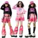  Kids dance costume hip-hop Kids dance costume jeans gradation pink black Denim pants leg warmers girl child clothes britain character pattern long sleeve good-looking 