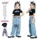  Kids танцевальный костюм Kids Cheer девушка hip-hop heso..t рубашка Denim брюки jazz выставить девочка Kids танцевальный костюм чёрный t рубашка jaz Mai шт. Корея 