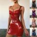  кожа One-piece Mini короткий топ искусственная кожа One-piece эмаль глянец sexy ta цельный to One-piece прекрасный . взрослый танцевальный костюм постановка одежда Mai 