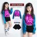  Kids танцевальный костюм выставить Корея Kids танцевальный костюм tops ребенок одежда hip-hop Kids Dance жакет шорты девочка мода постановка одежда женщина 