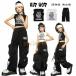  девочка танцевальный костюм выставить .... лучший брюки-карго Kids Dance hiphop мода на английском языке рисунок чёрный . лучший белый лучший Mai шт. группа одежда постановка одежда чёрный брюки 