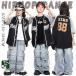  Kids танцевальный костюм выставить мужчина девочка Baseball рубашка Denim брюки повреждение обработка майка колье привлекательный Street . рука Корея K-PO