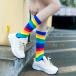  женский средний тубус носки спорт носки мода Rainbow носки носки 2 пар комплект женщина . человек reti- модный полоса рисунок радуга цвет носки Dance для носки K-