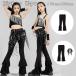 la полный брюки Kids танцевальный костюм девочка flare pants черный модный постановка одежда hiphop Mai шт. группа одежда ребенок отвечающий .. девочка топ запонки талия muffler 