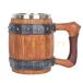  кожа. руль . прикрепленный частное лицо . осуществлен иммитация. дерево. . пиво кувшин произведение нержавеющая сталь большой - Capa City балка кружка Vintage язык карта - тонн -600 мм литров 