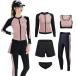  купальный костюм женский body type покрытие фитнес купальный костюм длинный рукав Rush Guard раздельный 5 позиций комплект леггинсы серфинг брюки танкини UV cut скорость . вода суша обе для женский 