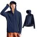  Rush Guard мужской uv cut Parker лето солнцезащитное средство (UPF50+UV cut 99%* контакт охлаждающий *. пот скорость .* "дышит" ) купальный костюм внешний с капюшоном . тонкий tops длинный рукав 