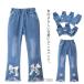  flair Kids Denim брюки лента брюки ткань to резина ребенок брюки длинные брюки Denim девочка длинные брюки низ стрейч эластичность весна лето 