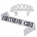  день рождения Crown рама Gold crystal Tiara день рождения party для женщина * ребенок соответствует ( серебряный цвет BIRTHDAY GIRL)