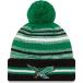 NFL Eagle s вязаная шапка 2021 боковой линия Historic Pom Cuffed Knit Hat вязаная шапка New Era /New Era зеленый черный 