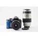 PENTAX K-x 1240 десять тысяч пикселей голубой / темно-синий + F 35-80mm/FA 80-320mm линзы комплект [ прекрасный товар ] передний и задний (до и после) колпак имеется стабилизация изображения на батарейках 